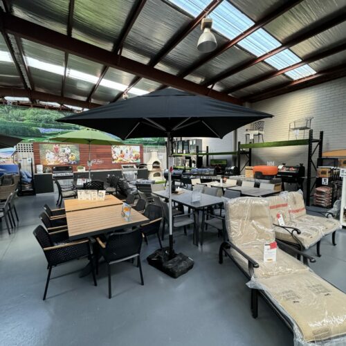 Instant Shade Umbrella Cafe Series 2m Square With Heavy Duty Base 35kg - Black - FLOOR STOCK Thomastown